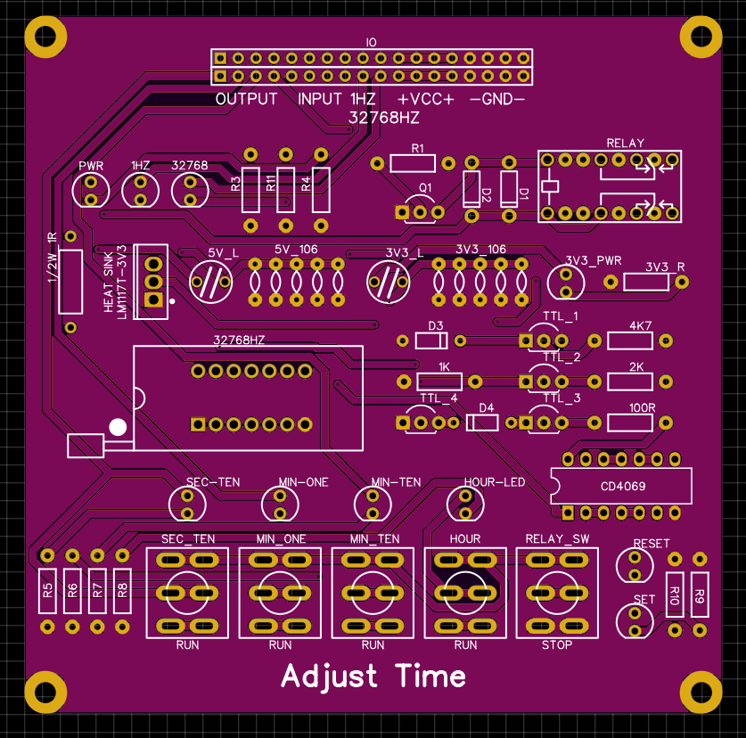 Clock Adjustment & Control Board (Purple Board, changed to purple due to low yellow contrast)